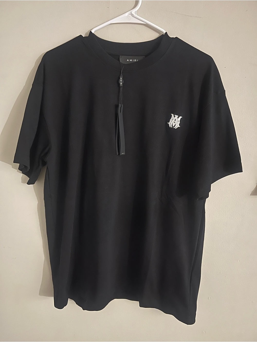 AMIRI Black Short-Sleeve Tee with White Monogram